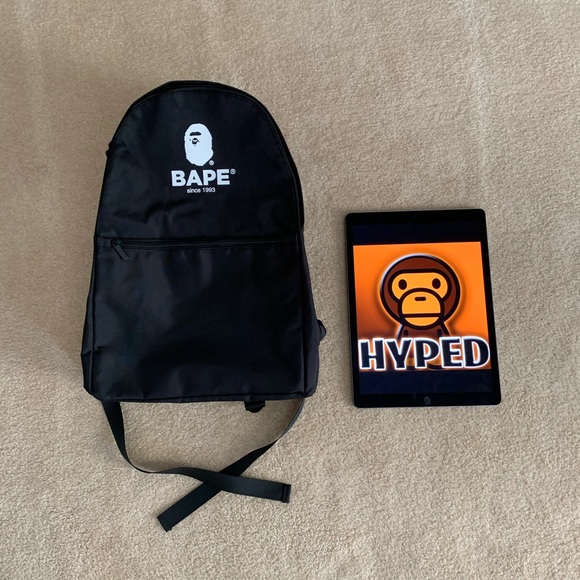 Bape Bags Bape A Bathing Ape White Logo Black Backpack Poshmark